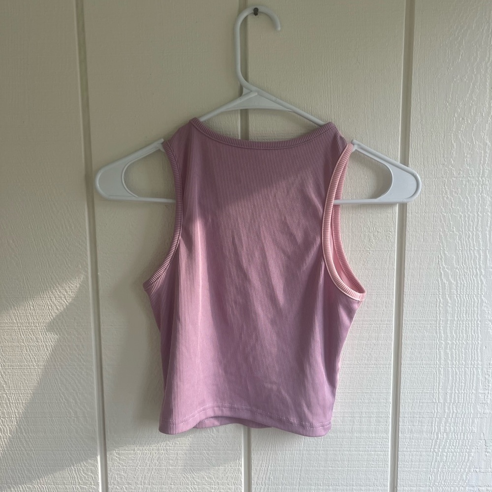 SHEIN Pink and Purple Asymmetrical Crop Tank Top - Picture 2 of 3